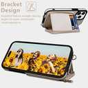 Keallce Wallet Case for iPhone 14 Pro Max 6.7'', Crossbody Zipper Purse with RFID Blocking Cover for iPhone 14 Pro Max, Card Slots Kickstand and Lanyard & Handstrap Case, Beige