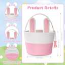 Easter Baskets, Pink Large Woven Rope Bunny Personalized Easter Basket Empty with Handle, Basket Name Tag, Egg Easter Baskets for Girls Boys, Easter Gifts, 9.8" x 7.9" x 7.9"