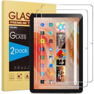 SPARIN Pack of 2 Screen Protector for Fire HD 10 Tablet (2023/2021-13th/11th Generation) 10.1 Inch, 9H Hardness Tempered Glass for Fire 10/Fire HD 10 Plus/Kids/Kids Pro Tablet 2021