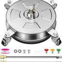 14" Pressure Washer Surface Cleaner with 4 Wheels, Stainless Steel Housing, 4000 PSI Max, 3 Connect Nozzles & 2 Extension Wands, Pressure Washer Surface Cleaner for Concrete, Patios, Sidewalks