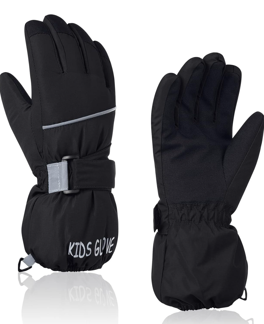 American Trends Kids Waterproof Winter Gloves Warm Snow Gloves Boys Girls Ski Gloves Toddler Mittens Windproof, 11-14