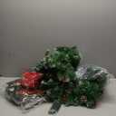 Yingzhao 6 Pcs Christmas Wreath Decoration Kit for Front Door Include 18FT 100 LED Lights Christmas Garland 20 LED Lights 16'' Xmas Wreath with Mental Hanger 2 Red Xmas Bows