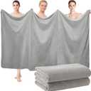 Mixweer 2 Pcs Oversized Bath Towels, 40 x 80 Inch Giant Microfiber Jumbo Bath Sheets Ultra Soft Bathroom Microfiber Quick Dry Absorbent Shower Towels for Spa Camping Beach (Light Grey)