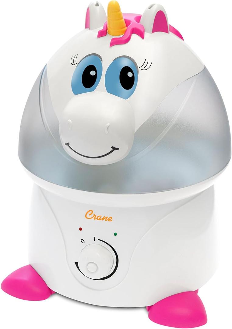 Crane Unicorn Ultrasonic Cool Mist Humidifier with Auto Shut-Off, For Baby Nursery and Kids Room, 1 Gallon Tank, Animal Humidifier For Kids Room