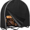 IC ICLOVER 40 Inch Firewood Log Hoop Cover Only, Heavy Duty 600D Oxford, Outdoor Waterproof Round Log Rack Cover, Ring Wood Pile Holder Storage Tarp with Zipper & Wind Proof Buckle & Reflective Strip (Premium Edition - Black)