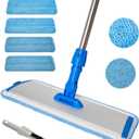 17.5" Professional Microfiber Floor Cleaning Mop, Flat Mop with Stainless Steel Handle, 2 Reusable Washable Pads, Wet and Dust Mopping for Hardwood, Vinyl, Laminate, Tile Cleaning (Blue)