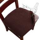 Genina Waterproof Dining Room Chair Cover Set of 6, Stretch Jacquard Seat Covers for Dining Room Chairs, Kitchen Parsons Chair Covers Slipcover Protector (Chocolate)
