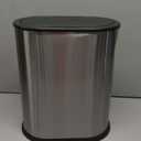 Anzoymx Stainless Steel Bathroom Trash Cans 1.8 Gallons Small Garbage Can with Pop up Lid, Dog Proof Narrow Wastebasket, Slim Waterproof Litter Trash Bins Set for Bedroom, Toilet, Office (Silver)