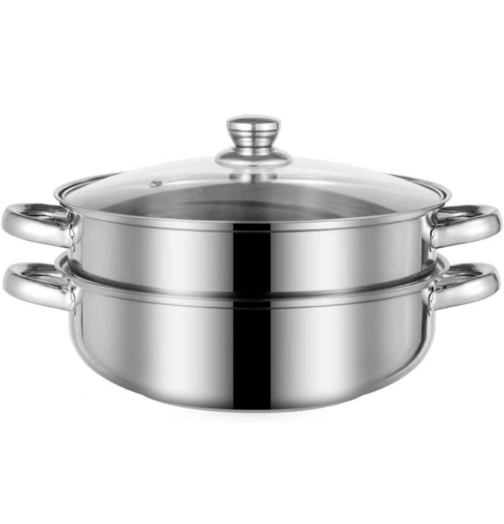 Steamer for Cooking, 5.0 Quarts Stainless Steel Steamer Pot, 2-Tier Food Steam Pots with Lid for Cooking Vegetables, Seafood, Soups, Stews and Pasta, 11 x 6.1 inch