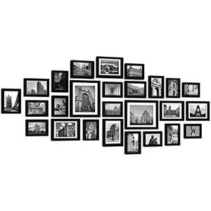 26 Pieces Picture Frames Set Collage Photo Frames Wall Gallery Kit for Wall and Home, Two in 8X10, Five in 5X7, Seven in 4X6, Twelve in 3.5X5 in Black White (Black)