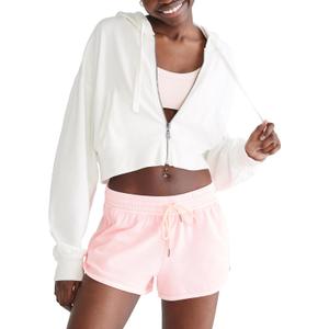 AEROPOSTALE Women's Cropped Full Zip Relaxed Fit Hoodie (White, M)