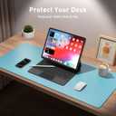 Aothia Large PU Leather Desk Pad Protector  Non-Slip Mouse Pad & Writing Mat for Office/Home, Waterproof, Easy to Clean(36" x 17", Blue Topaz)