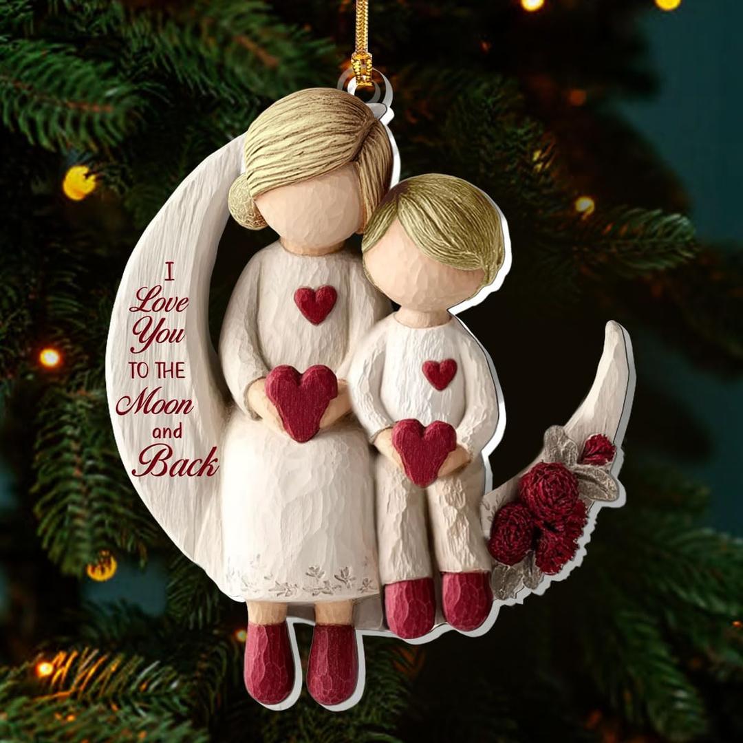Jesuspirit Grandmother & Grandchild Christmas Ornament  Mother and Me, Acrylic Ornament for Grandmother, First 2025 (I Love You to The Moon and Back - Boy)