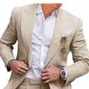 Trasign Kids Linen Suits for Toddler Boy 2 Piece Slim Fit Summer Outfit for Teen Casual Beach Wedding Tuxedo Jacket Pants Set, 10Y