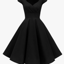 Hanpceirs Women's Cap Sleeve 1950s Retro Vintage Cocktail Swing Dresses with Pocket, S, Black