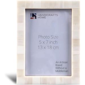 Handicrafts Home White 5x7 Picture Frame for Christmas Decor and Holiday Photo Frame for Modern Minimalist Home Decor, Wedding Gift, Vintage Bone inlay Frames for Aesthetic & Living Room Picture Frame