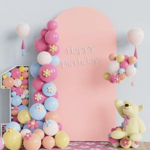Fomcet 7.2FT Wedding Arch Cover Pale Pink 2-Sided Spandex Fitted Fabric Arch Backdrop Cover Round Top Arch Cover Fabric for Birthday Party Baby Shower Wedding Arch Stand Decoration