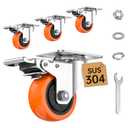 HOLKIE Stainless Steel 3 Inch Wheels for Furniture,Anti-Rust 304 Casters Set of 4 Heavy Duty Holding 1200 LBS, Dual Locking Industrial Casters Wheels for Workbench Labs,Hospitals,Factory,Home