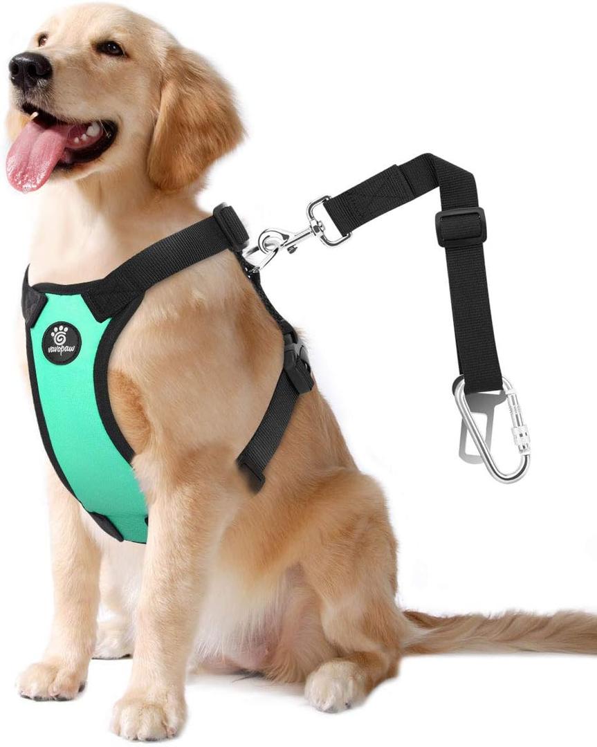 Dog Seat Belt, Safety Vest Dog Car Harness with Adjustable Buckle Dog Seat Belt for Vehicle Nylon Pet Safety Seat Belts Heavy Duty(L, Lake Blue) (L (Chest: 22-32.3", Neck: 16.9-26"))