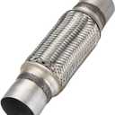 Exhaust Flex Pipe, 2.5''x 8''Stainless Steel Heavy Duty Exhaust Flex Pipe, Double Braid Exhaust Flex Tube, Overall Length 12''