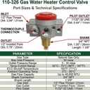 110-326 Gas Water Heater Control Valve, Natural Gas Water Heater Thermostat Built-In Non-Circulating Energy Cut-Off (ECO) System Water Heater Replacement Parts with 1-3/8" Shank
