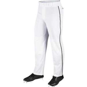 CHAMPRO Boy's Straight Leg Open Bottom Youth Baseball Pants with Side Braid (Small, White, Black)