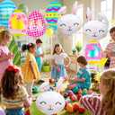2 x Easter Egg Balloons, Easter Decorations with Easter Bunny Balloons and Colorful Egg Balloons, Easter Party Decorations (Colorful Egg)