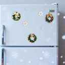 Christmas Snowflake Wreaths Fridge Magnets Set 3D Mini Vintage Xmas Ornaments Refrigerator Magnets Stickers for Home Office Holiday Kitchen Whiteboards Decorations