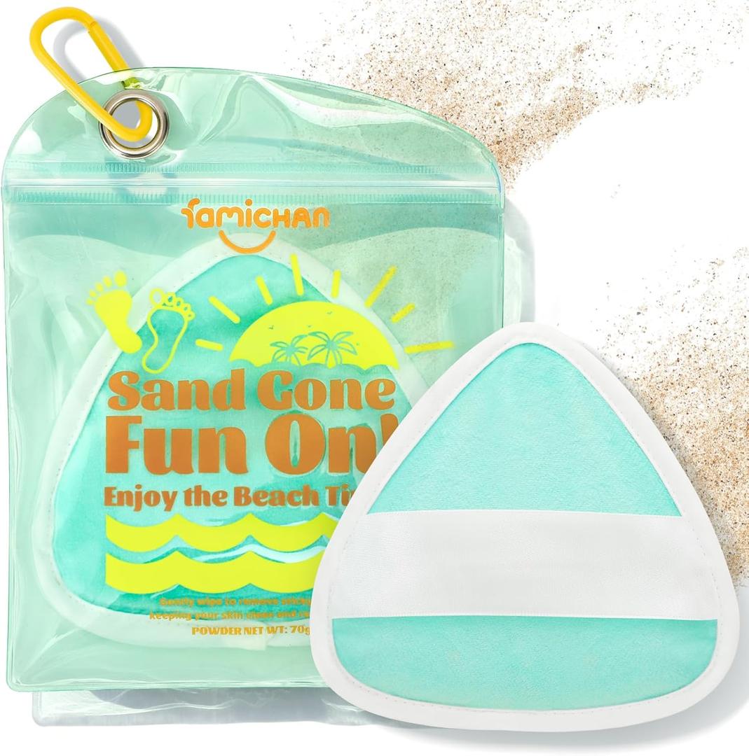 famichan Triangle Sand Remover Eraser Wipe, Family Beach Vacation Essentials for Women, Kids & Baby, Girl Beach Must Haves, Sand Removal Bag for Cruise Travel Accessories