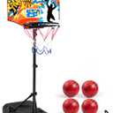 JOYIN Kids Basketball Hoop, Adjustable Height 2.8 ft-6.2 ft Toddler Basketball Hoop for Kids Indoor Outdoor Play Portable Basket Ball for Boys Girls Age 3 4 5 6 7 8 Gift