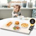 Food Warming Mat  Fast Heating Electric Warming Tray with 7 Temp Settings, 11-Hour Timer & Auto Shut-Off, Foldable Silicone Mat with Child Lock, Portable Warming Pad for Buffets, Holidays  Beige