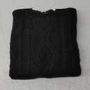 Trendy Queen Women's Oversized Cable Knit Crewneck Sweaters (Black)