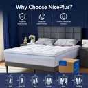 King Mattress Topper 4 Inch Dual Layer Cooling Memory Foam & Pillow Top, King White