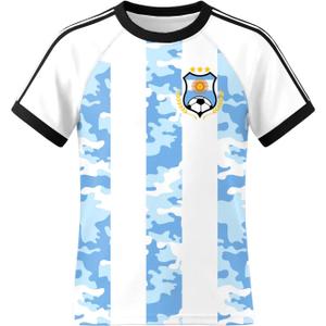 Boys Girls Soccer Jerseys Short Sleeve Raglan Football Training Tee Shirt White Blue, 10Y
