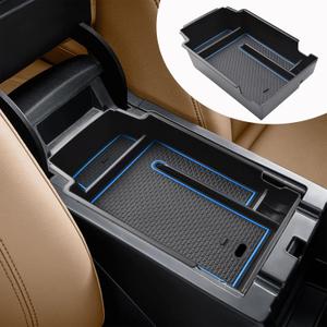 RUNROAD Upgraded Center Console Organizer Tray Compatible with Chevy Blazer 2026 2025 2024 2023 2022 2021 2020 2019 Accessories, ABS Materials Secondary Storage Box Insert Armrest Console Tray, Blue