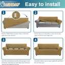 Asnomy Sofa Covers for 2 Cushion Couch Stretch loveseat Covers Slipcovers, Pet Protector Furniture Covers for Dogs Cats Spandex Jacquard Fabric Small Checks (Medium, Light Brown）