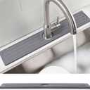 Diatomite Faucet Mat Splash Guard - Quick Dry Stone Mat Sink Tray 23.6"x4"  Super Absorbent Non-Slip Faucet Drip Mat Around Faucet  Drying Stone Protector for Kitchen Sink Bathroom (Grey) (Gray)