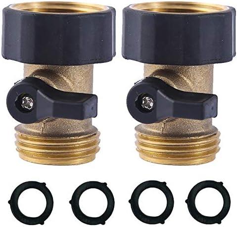 HQMPC Heavy Duty Brass Shut Off Valve Garden Hose Shut Off Valve Garden Hose Connector (2PCS) +4 Extra Pressure Washers