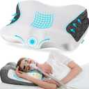 Elviros Cervical Neck Pillow for Neck Pain Relief, CPAP Pillow for Side, Back & Stomach Sleepers, Ergonomic Orthopedic Pillow for CPAP Users to Reduce Air Leaks and Mask Pressure, White
