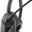 Mopchnic Wireless Headset with Noise Cancelling Microphone, On-Ear Bluetooth Headset with USB Dongle, Mute Function & Charging Base, Wireless Headphones for Work from Home and Call Center (Black)