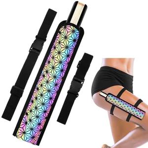 Cosblank Summer Rave Fan Holster Rave Fan Holder Folding Hand Pouch Foldable Sleeves with Waist Belt for Thigh Party