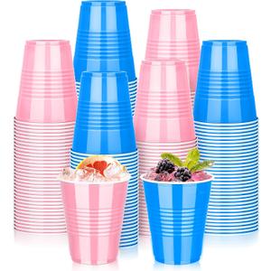 100 PCS 12 OZ Gender Reveal Plastic Cups, Pink and Blue Cups for Party, Disposable Drinking Cup Bulk for Shower Party Team Birthday Wedding Bachelorette Easter Holiday Supplies
