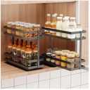 2 Pack Pull Out Spice Rack Organizer for Cabinet, 2 Tier Metal Slide Out Seasoning Organizer and Storage Heavy Duty Vertical Spice Rack Shelf Pullout for Kitchen Cabinets No Drilling (Black)