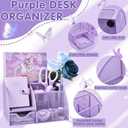 Purple Desk Accessories, 26Pcs Office Supplies and Desk Organizers, with Tape Dispenser, Stapler, Staple Remover Ect, Gift Box Packaging