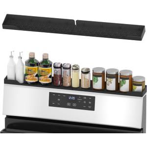 Magnetic Stove Top Shelf, 30 Inch Magnetic Silicone Kitchen Spice Rack for Back of Stove, Over the Stove Top Kitchen Organization, Oven Shelf, Seasoning Organizers, Easy to Clean, Black