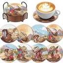 8 Pcs Cowboy Diamond Art Coasters Kit with Holder Western Cowboy Hat Boot Diamond Art Coasters for Adults Diamond Art Kit Supplies for Present
