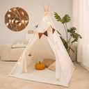 Kids Play Tent Set Portable Teepee Tent for Toddlers with Mat & Star Lights, Washable and Foldable Indoor Play House for Baby Aging 1-3 as Reading Nook & Room Decor