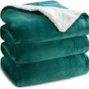 Bedsure GentleSoft Sherpa Fleece Blanket Queen Size for Bed, Non-Heated, Thick and Warm Throw for Women and Men, Soft Fuzzy Plush Queen Christmas Blanket for Winter, Forest Green, 90x90 Inches