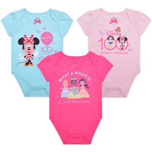 Disney Girls 3 Pack Bodysuits for Newborn and Infant (Pink)
