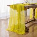 2 x Yellow Table Runner Rustic Gauze Cheesecloth Table Runner 120 Inch 10 FT for Wedding Baby Shower Bridal Shower Engagement Garden Party Long Sheer Home Decorations